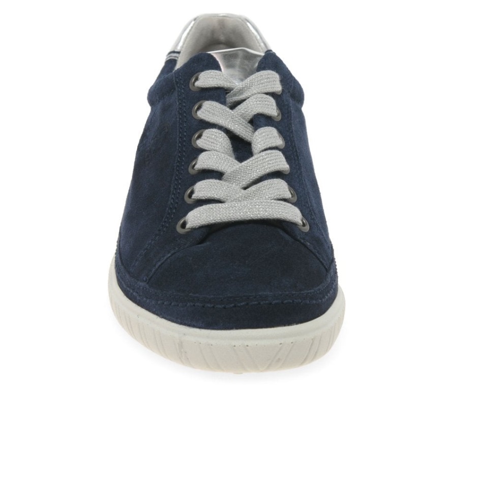 Amulet Womens Wide Fit Sneakers Gabor Marine Suede/Argento