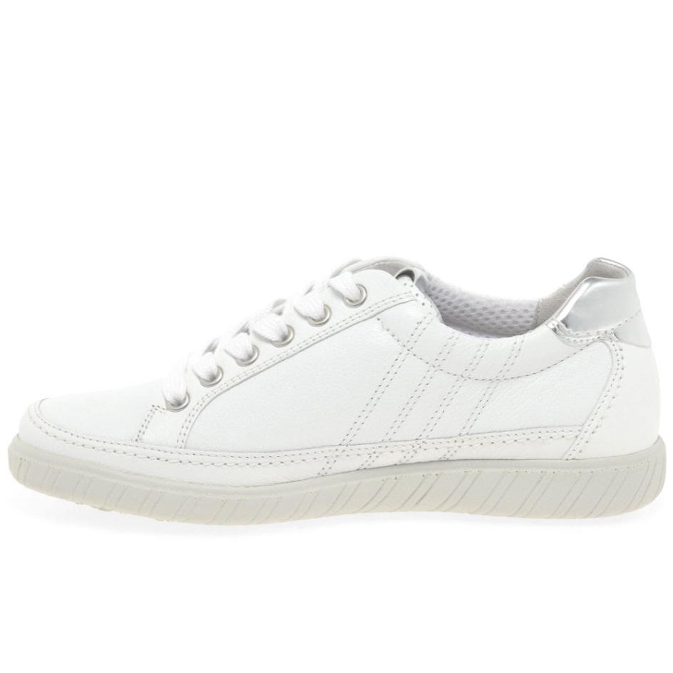 Amulet Womens Wide Fit Sneakers Gabor White/Argento