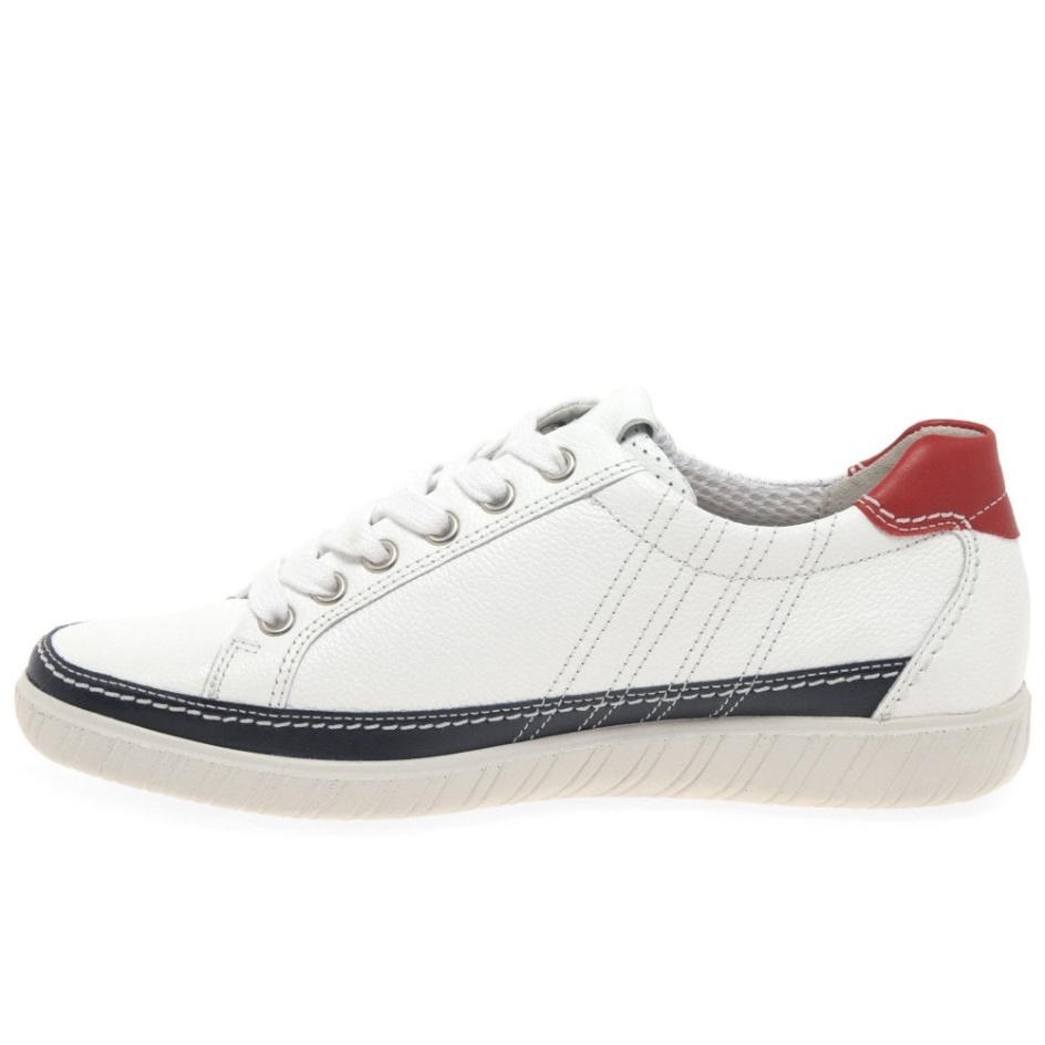 Amulet Womens Wide Fit Sneakers White/Navy/Red Gabor