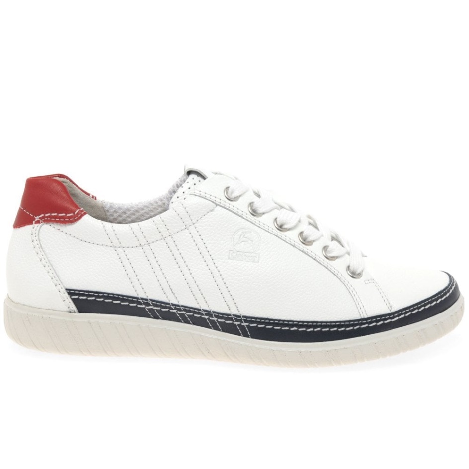Amulet Womens Wide Fit Sneakers White/Navy/Red Gabor