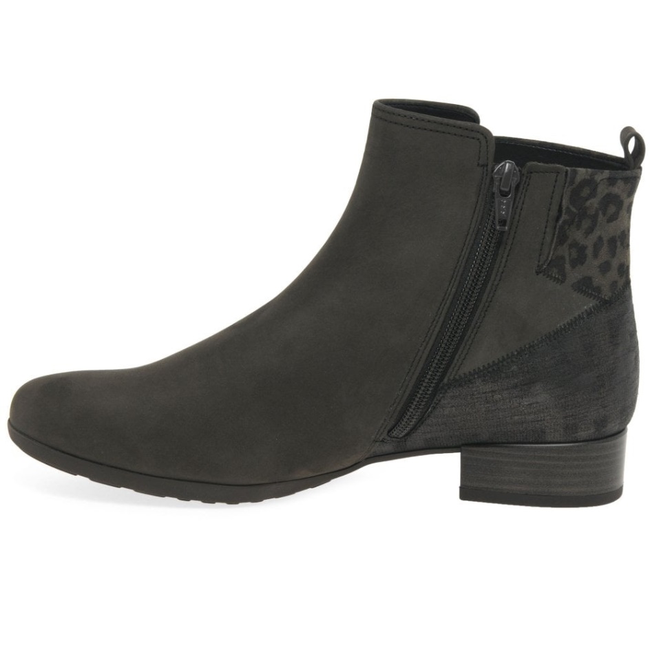 Bastia Womens Wide Fitting Ankle Boots Anthracite Nubuck Gabor