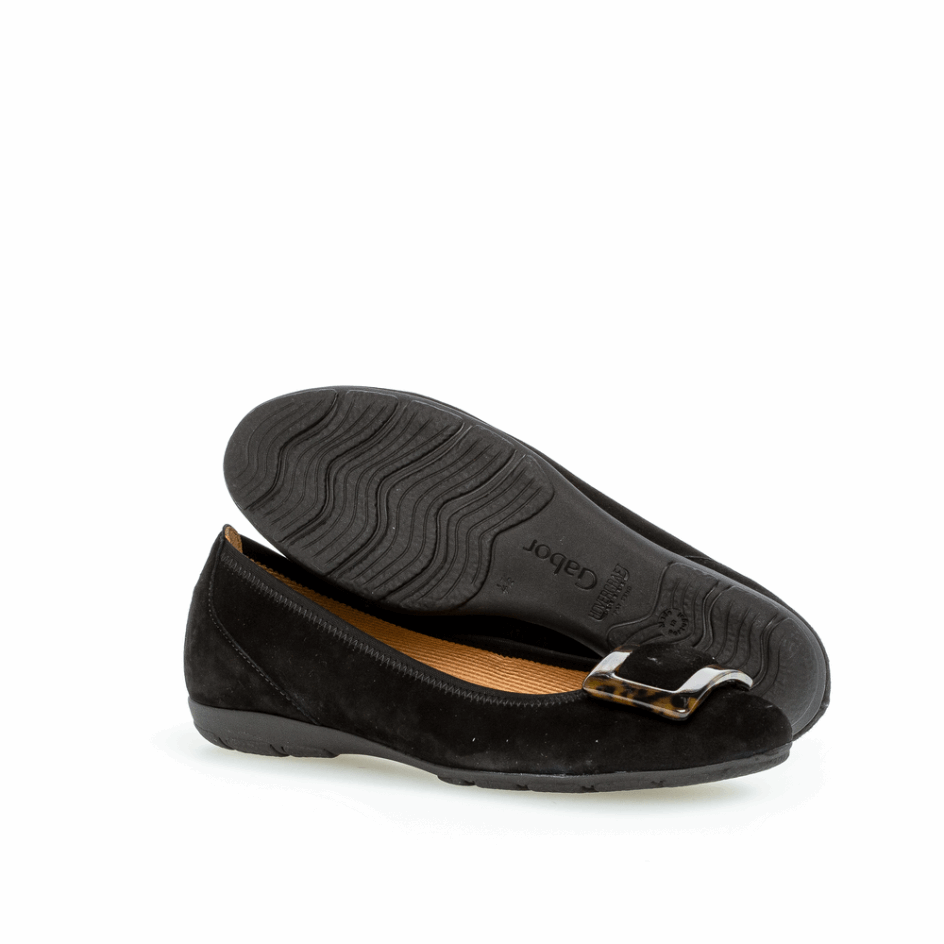 Black Gabor Buckle Ballet Flat