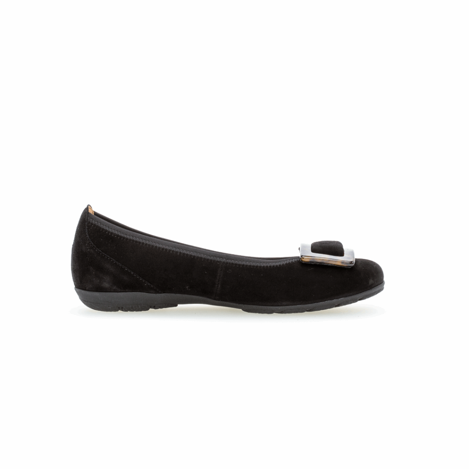 Black Gabor Buckle Ballet Flat