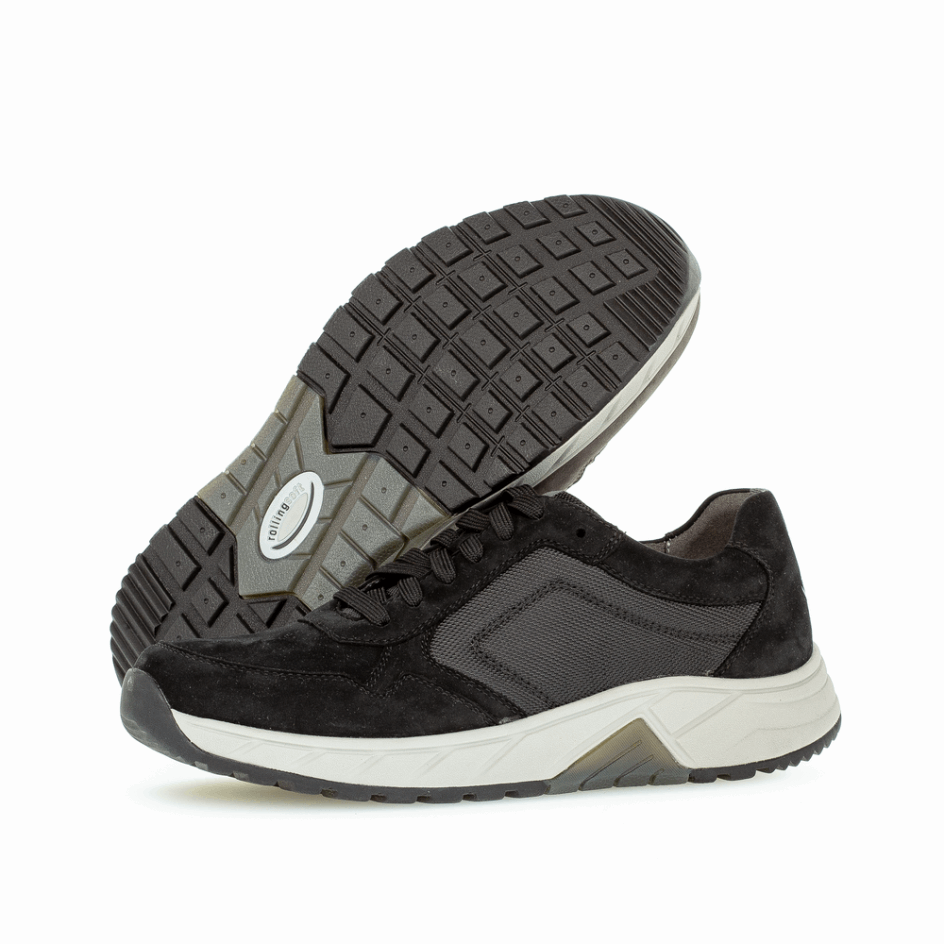 Black Gabor Men Rolling Soft Trainer