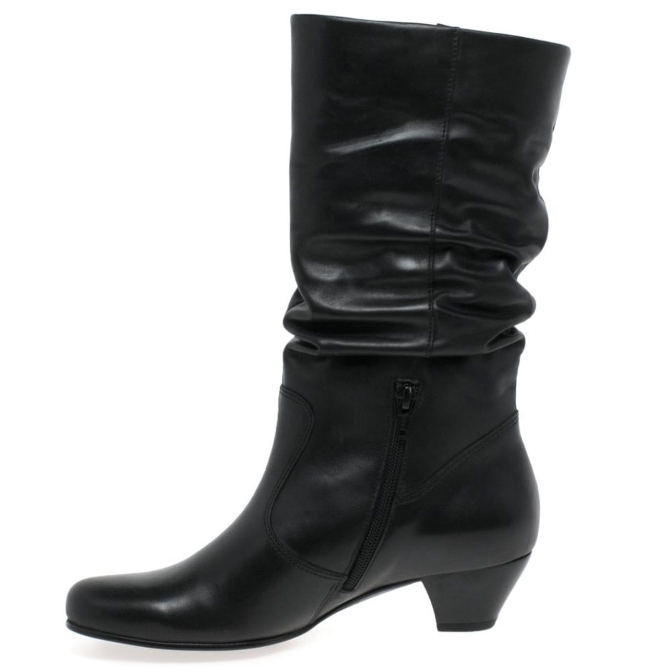Black Gabor Rachel Leather Wide Fitting Boots