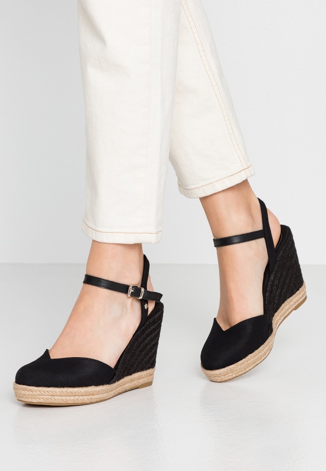 Black Gabor Wedge Close Toe - Platform Heels