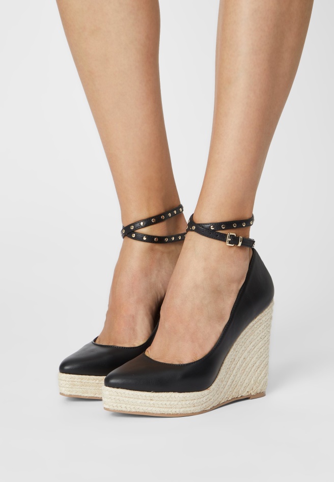 Black Gabor Wedge Close Toe - Platform Heels