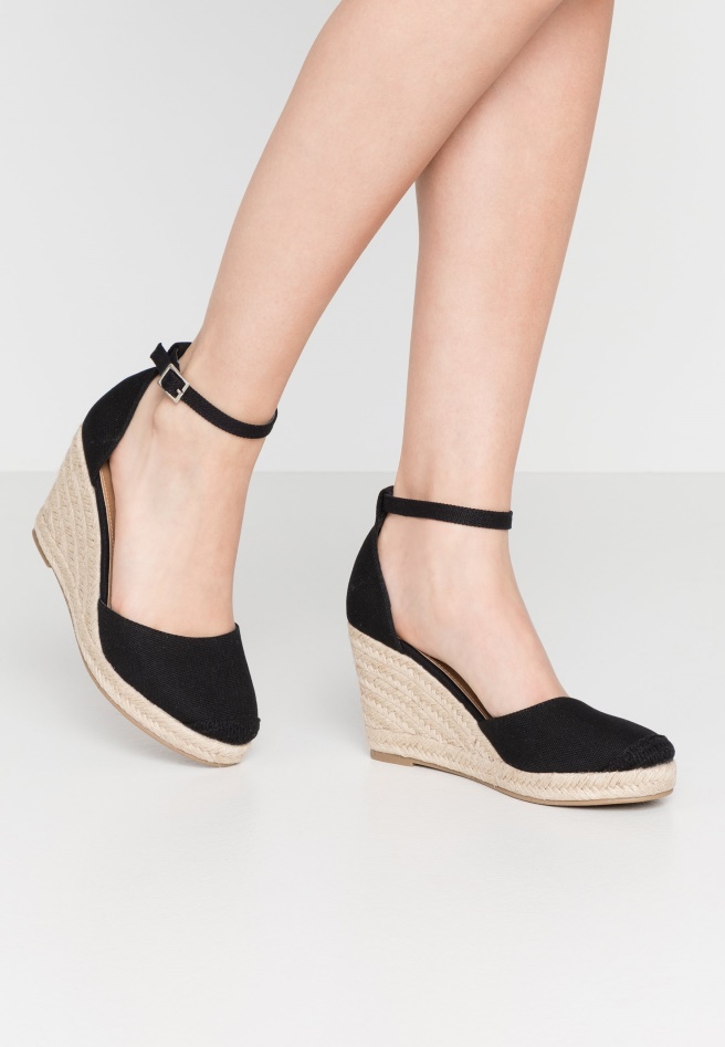 Black Gabor Wedge Close Toe - Platform Heels