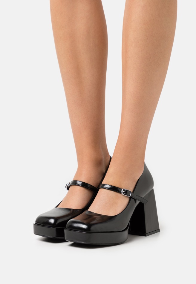 Black Gabor Wedge Close Toe - Platform Heels
