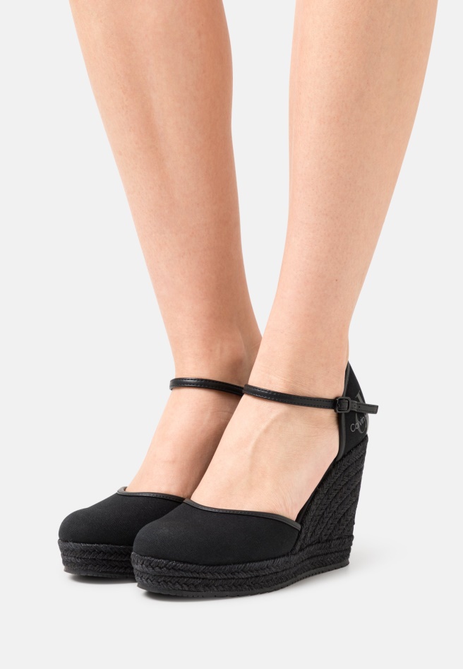 Black Gabor Wedge Close Toe - Platform Heels