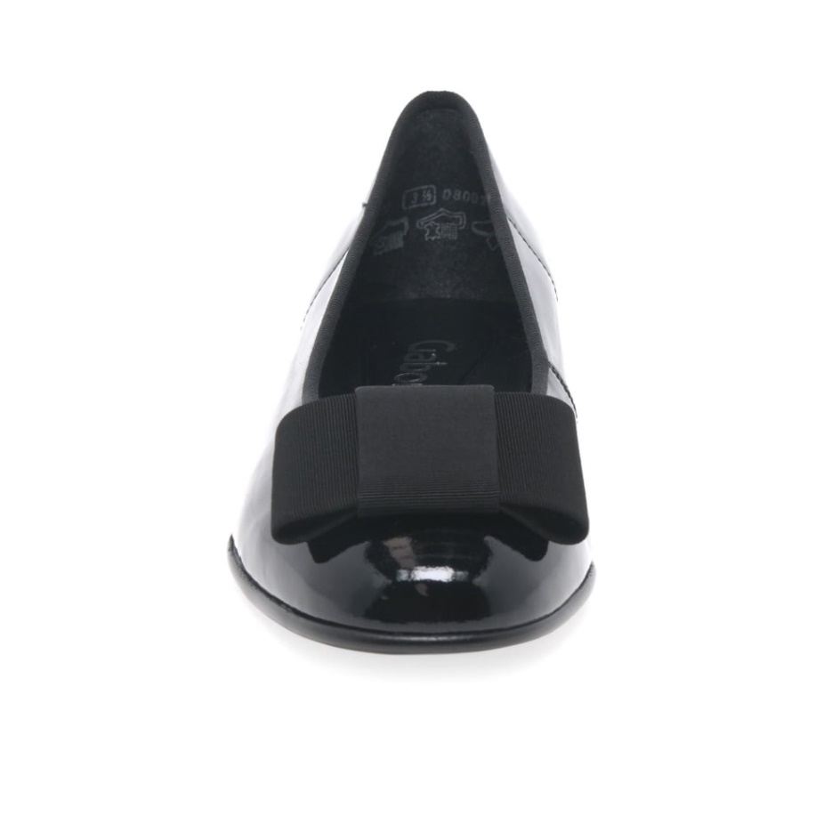 Black Patent Gabor Assist Womens Bow Trim Ballerina Flats