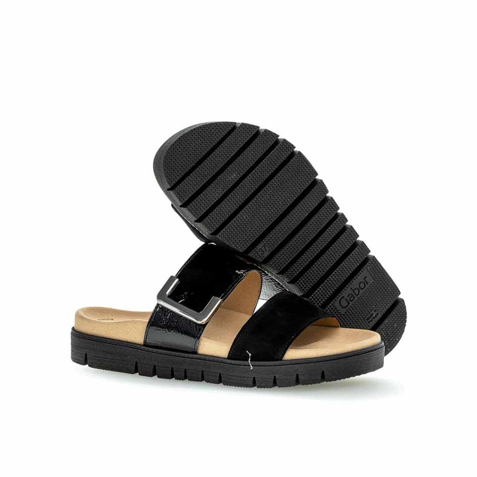 Black Slipon Sandal Gabor