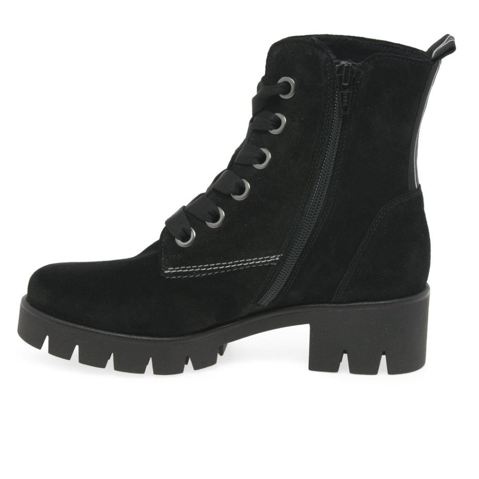 Black Suede Gabor Baccara Womens Ankle Boots