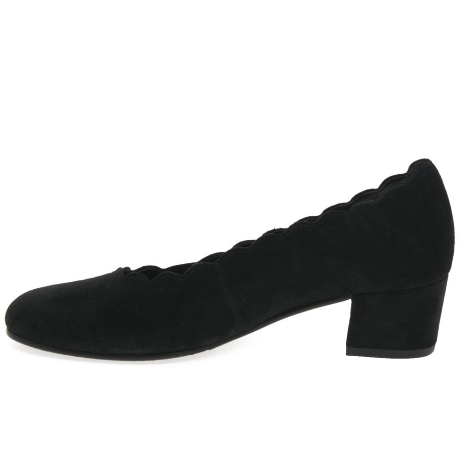 Black Suede Gabor Gigi Womens Court Shoes