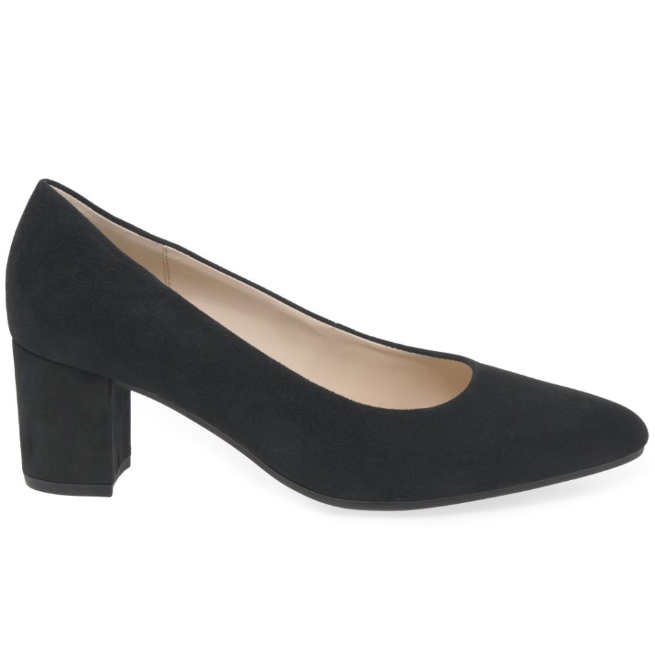 Black Suede Gabor Kayo Ladies Court Shoes