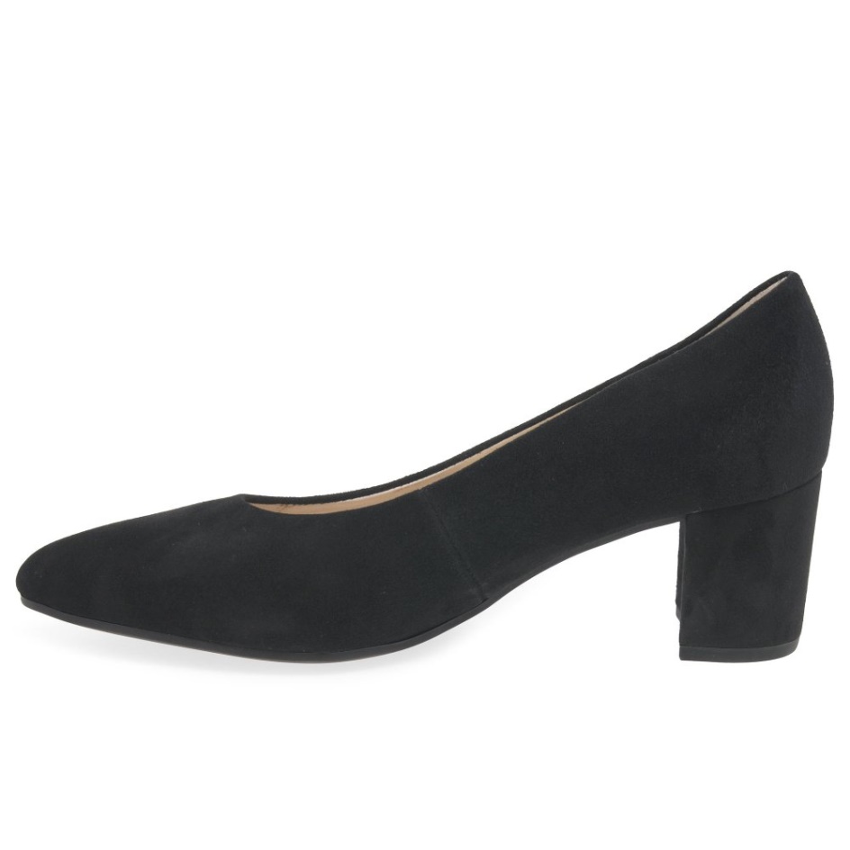 Black Suede Gabor Kayo Ladies Court Shoes
