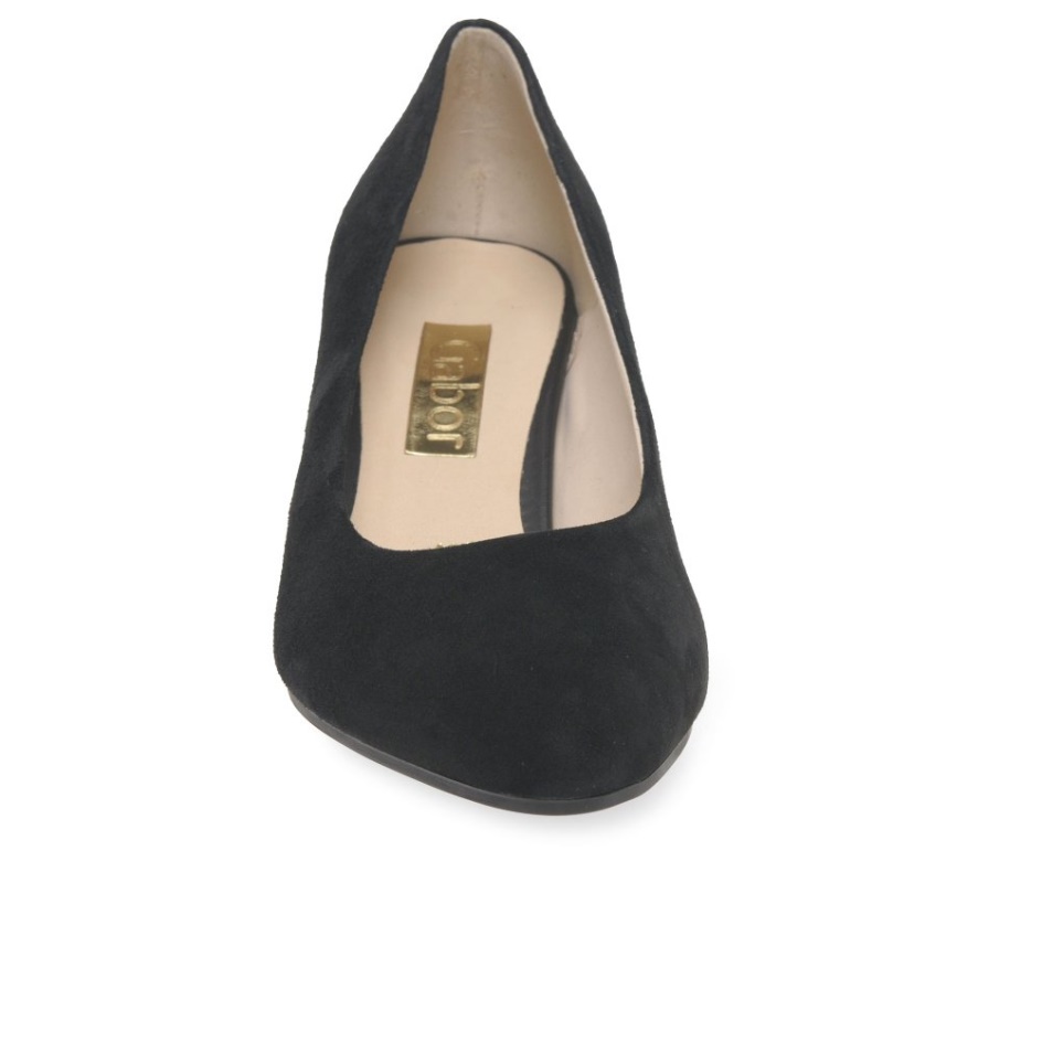Black Suede Gabor Kayo Ladies Court Shoes