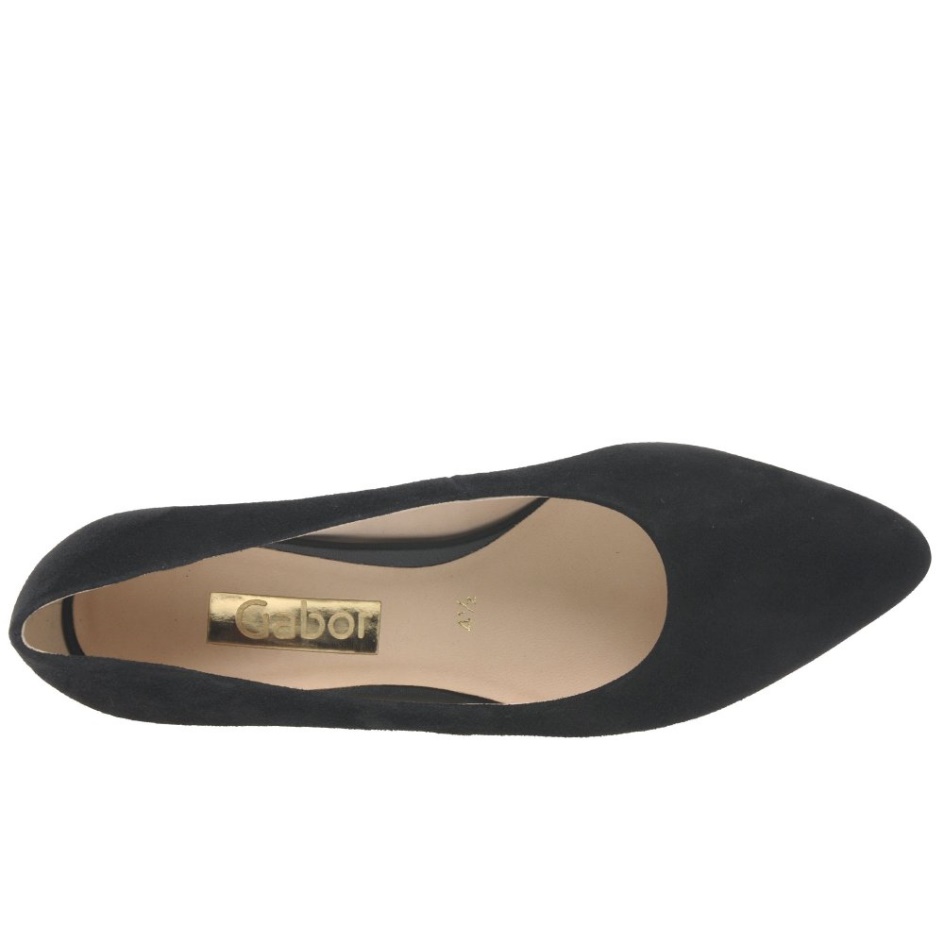 Black Suede Gabor Kayo Ladies Court Shoes