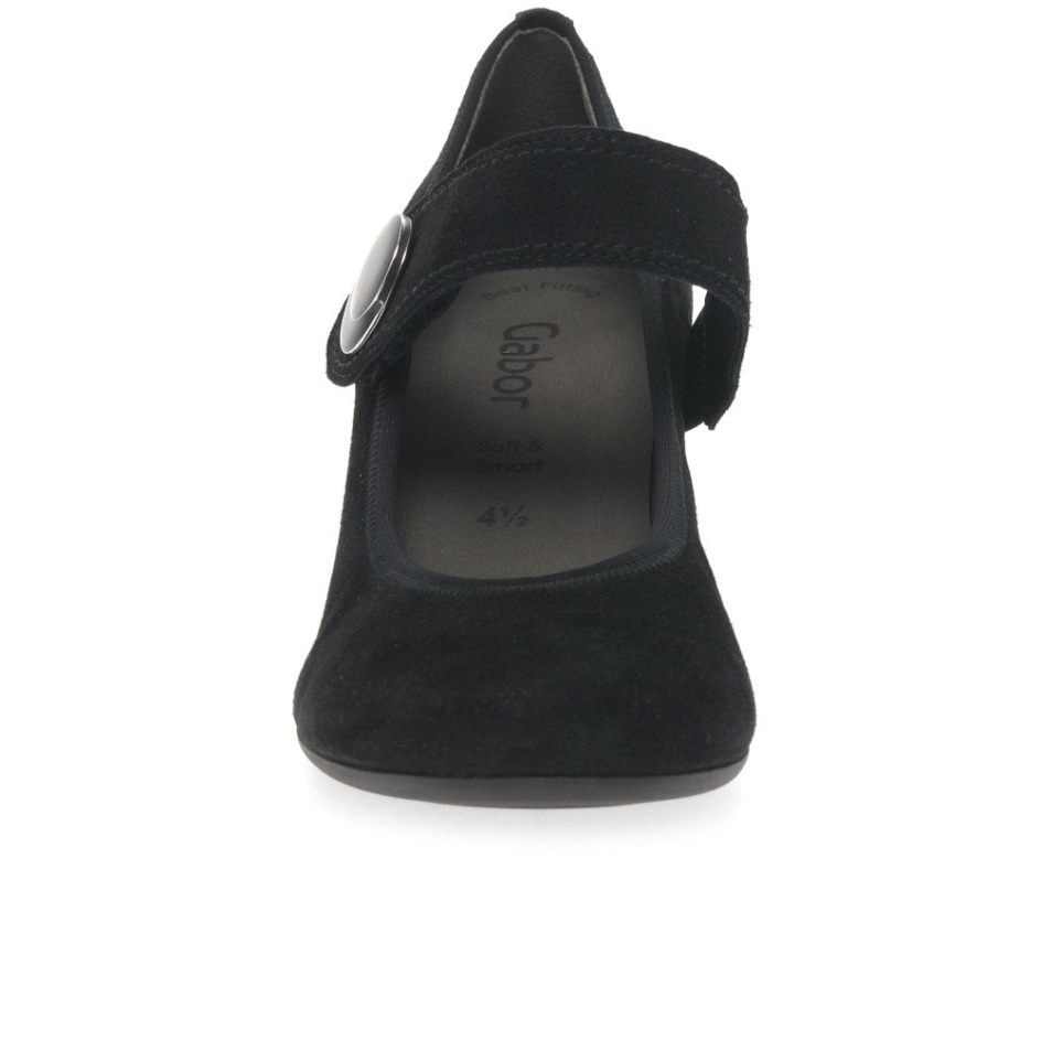 Black Suede Gabor Nola Womens Mary Jane Court Shoes