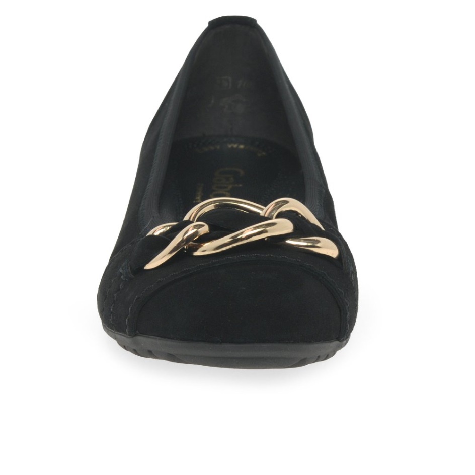Black Suede Gabor Sigrid Ladies Ballet Pumps