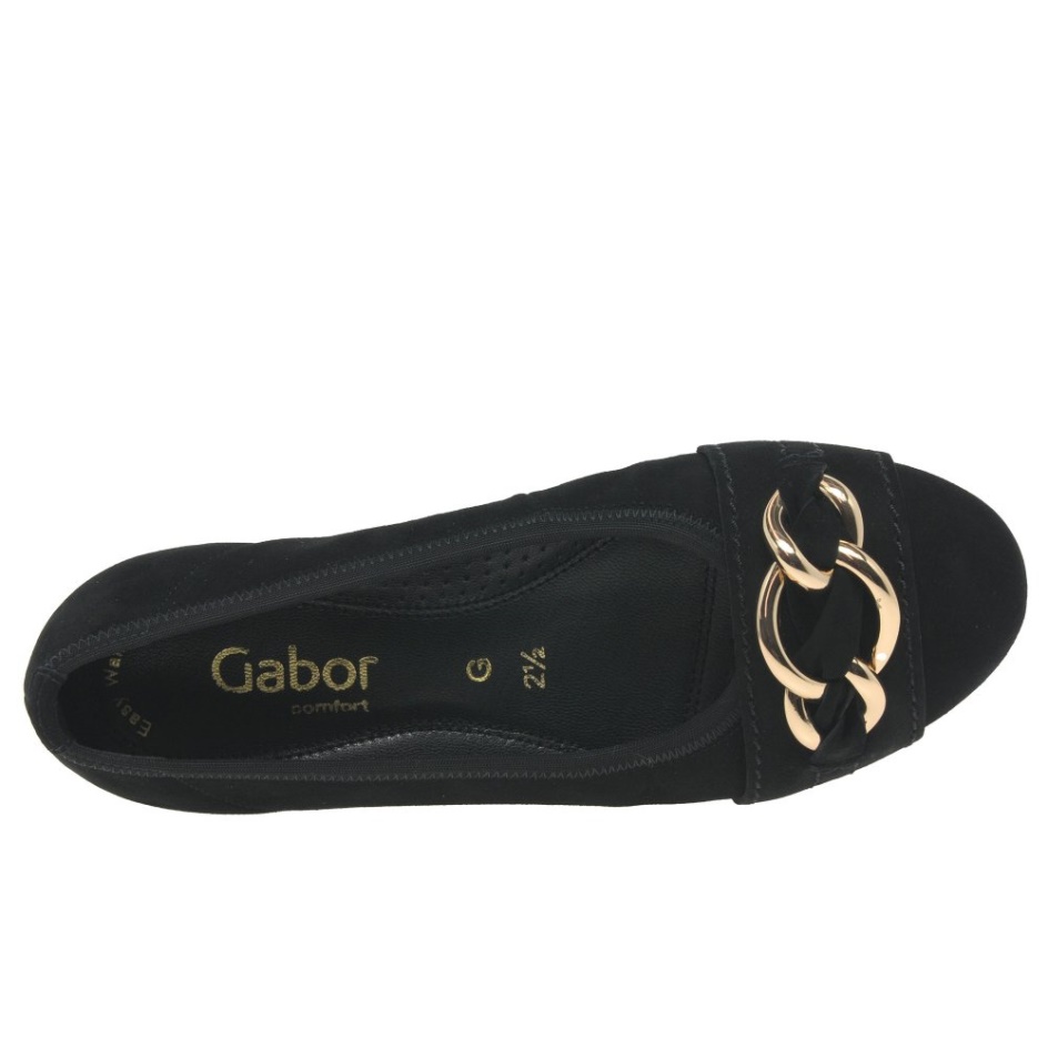 Black Suede Gabor Sigrid Ladies Ballet Pumps