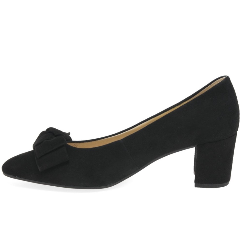 Black Suede Kesh Womens Court Shoes Gabor