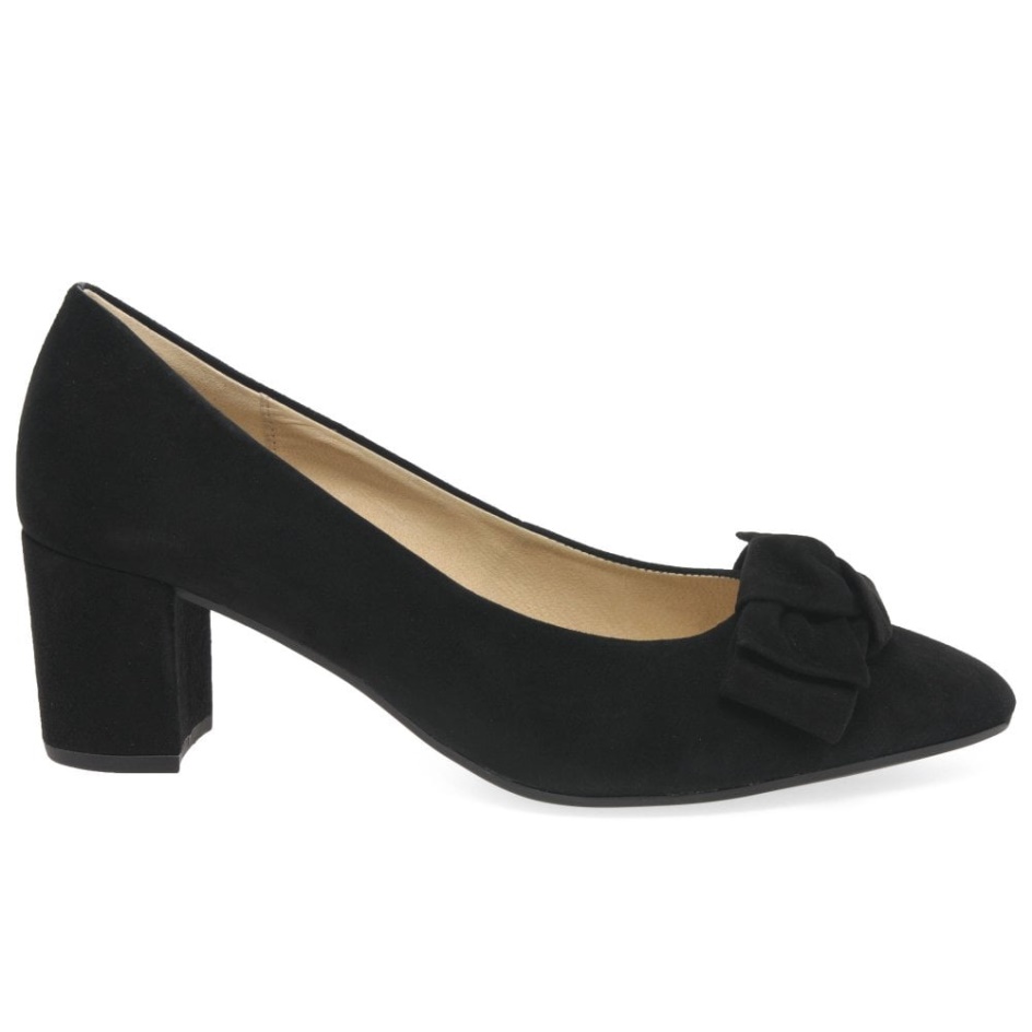 Black Suede Kesh Womens Court Shoes Gabor