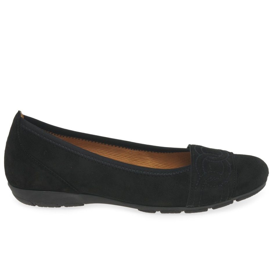 Black Suede Resemblance Ladies Shoes Gabor