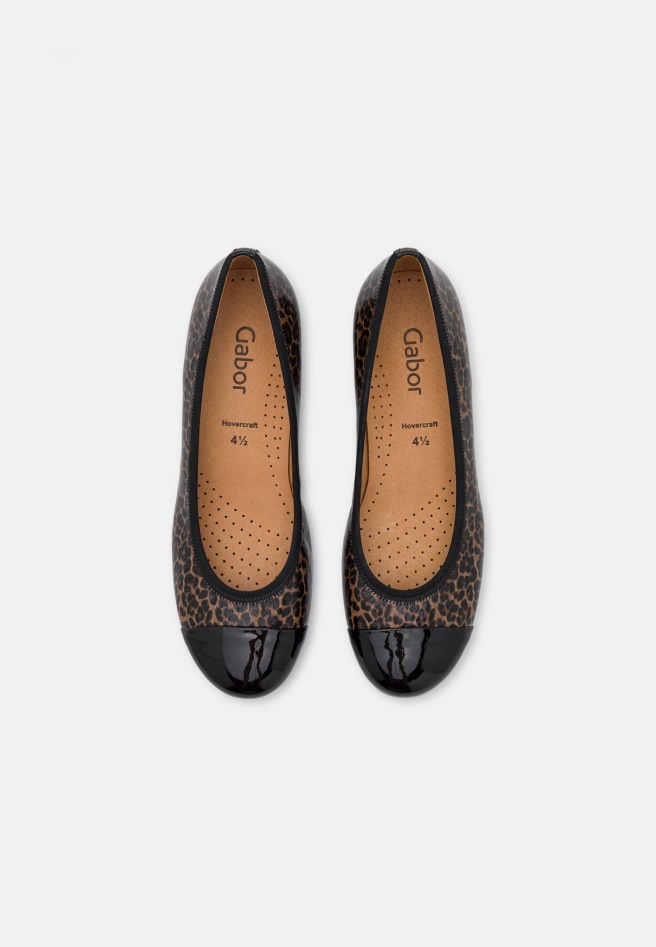 Black/Leopard Gabor Ballet Pumps
