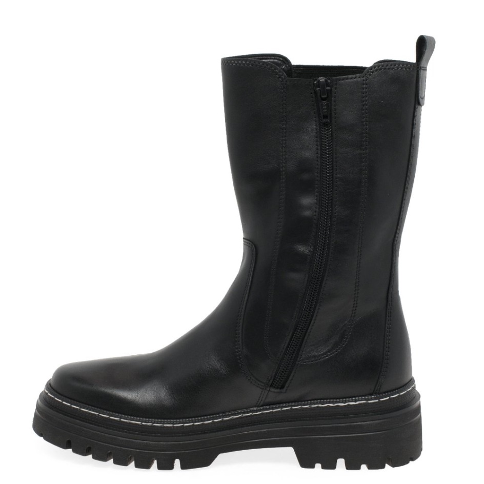 Black/White Stitch Gabor Gaby Womens Calf Length Boots