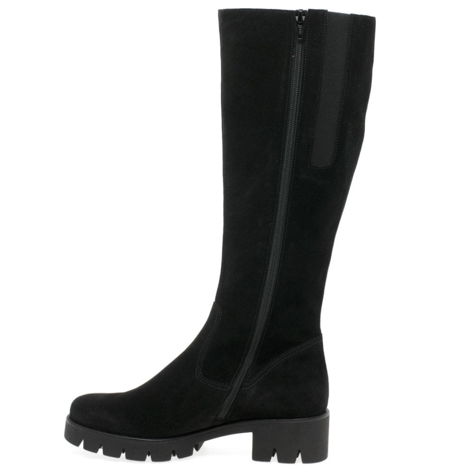 Bram( M) Womens Long Boots Black Nubuck Gabor