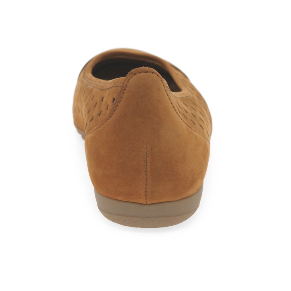 Brandy Nubuck Gabor Ruffle Womens Punched Detail Casual Shoes