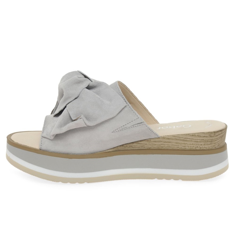 Clinton Ladies Mule Sandals Gabor Light Grey Suede