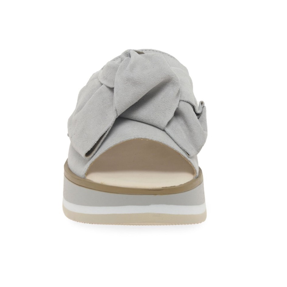 Clinton Ladies Mule Sandals Gabor Light Grey Suede