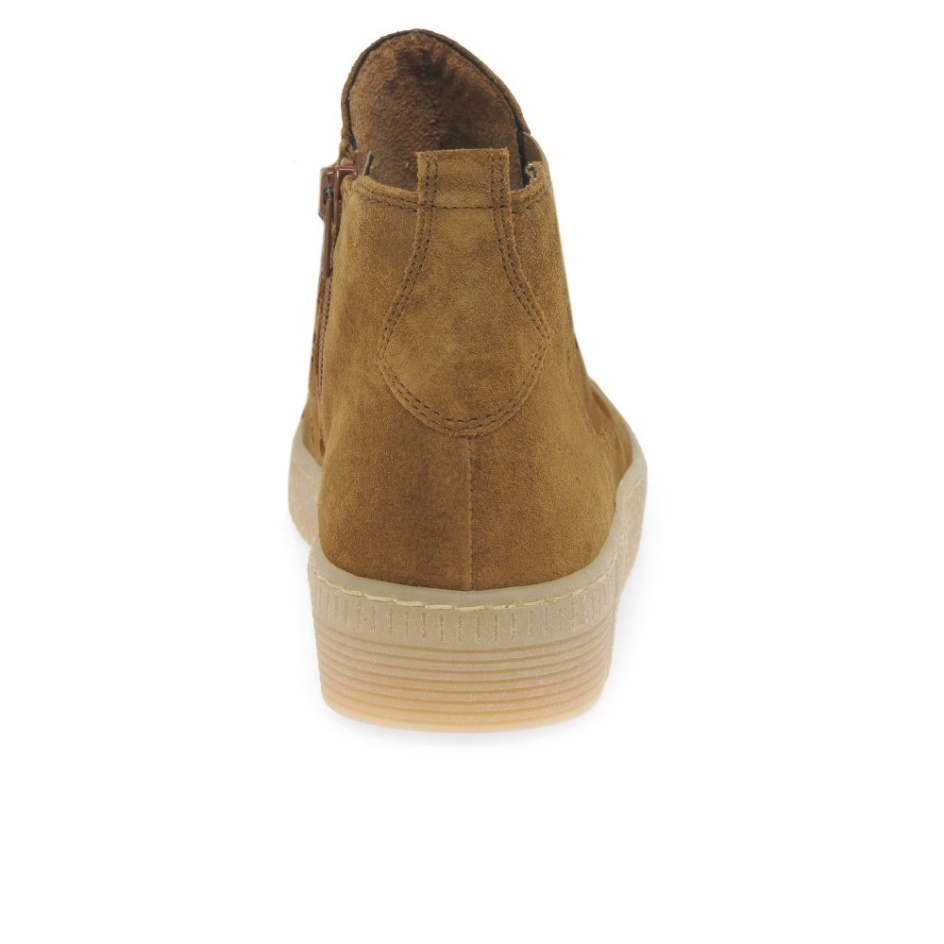 Cognac Suede Gabor Lance Womens Ankle Boots