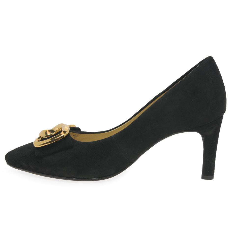 Daniel Ladies Court Shoes Black Suede Gabor