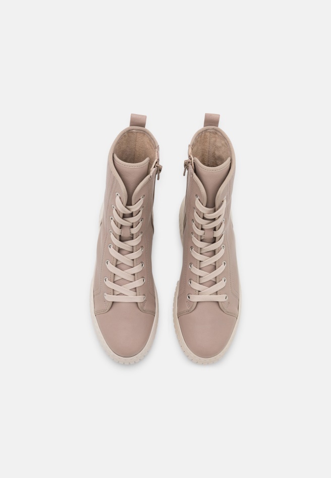 Dark Nude/Beige Gabor Lace-Up Ankle Boots