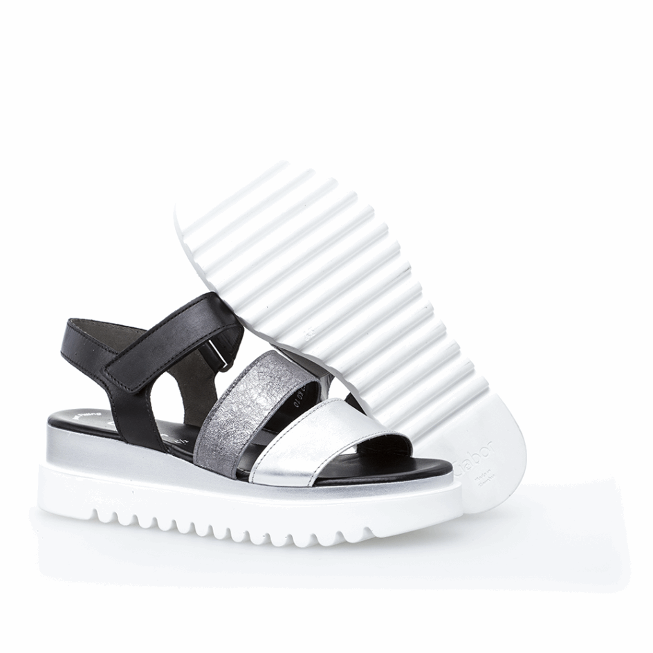 Gabor Anklestrap Sandal Black/Silver