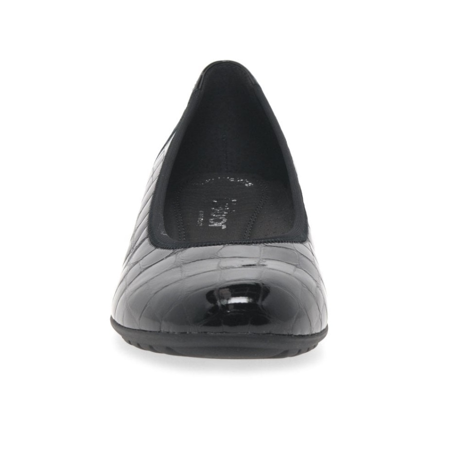 Gabor Black Croc Patent Splash Womens Casual Ballet Pumps