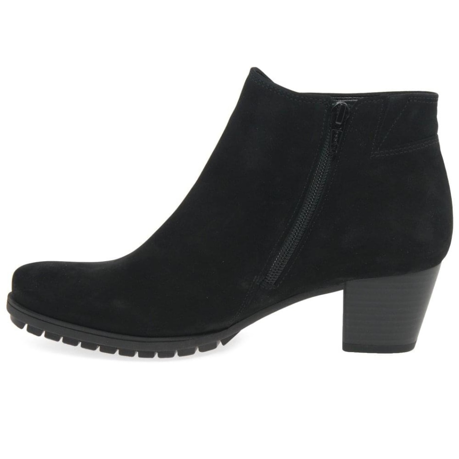 Gabor Black Nubuck Olivetti Womens Zip Fastening Ankle Boots