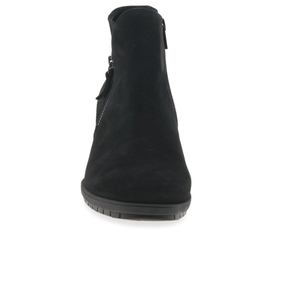 Gabor Black Nubuck Olivetti Womens Zip Fastening Ankle Boots