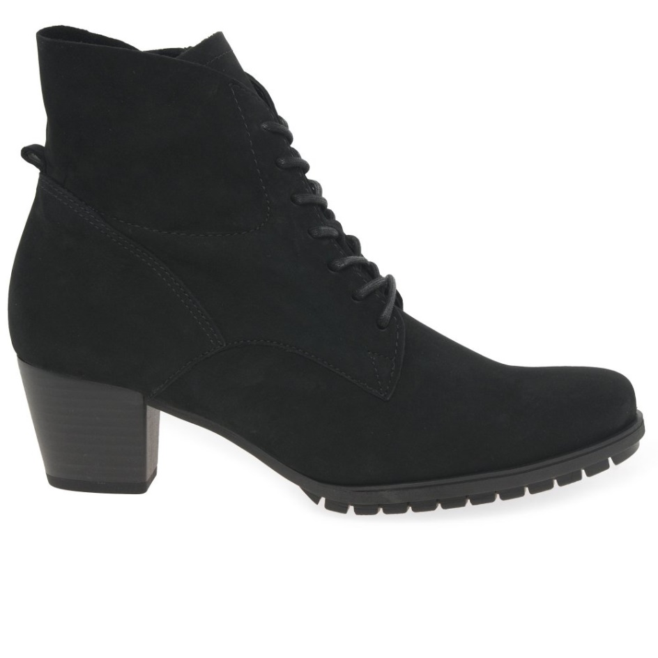 Gabor Black Nubuck Optimum Ladies Ankle Boots