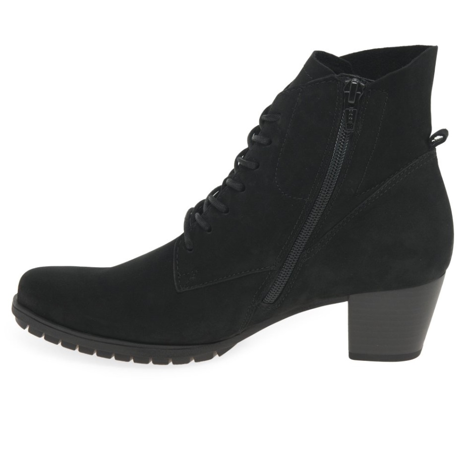 Gabor Black Nubuck Optimum Ladies Ankle Boots