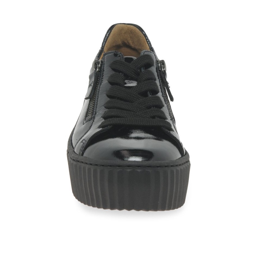 Gabor Black Patent Dolly Ladies Trainers