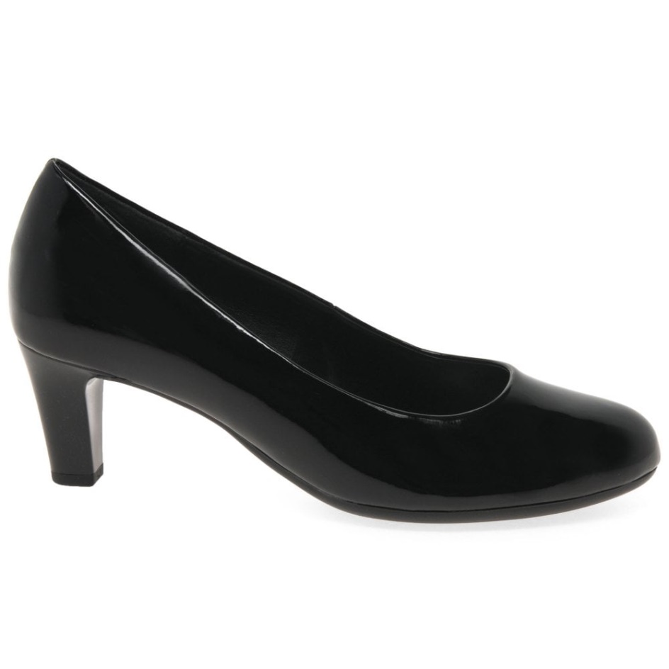 Gabor Black Patent Nesta I I Womens Court Shoes