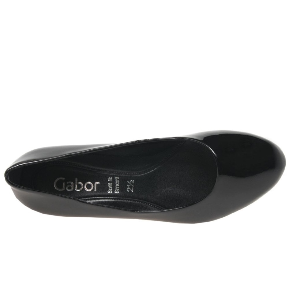 Gabor Black Patent Nesta I I Womens Court Shoes