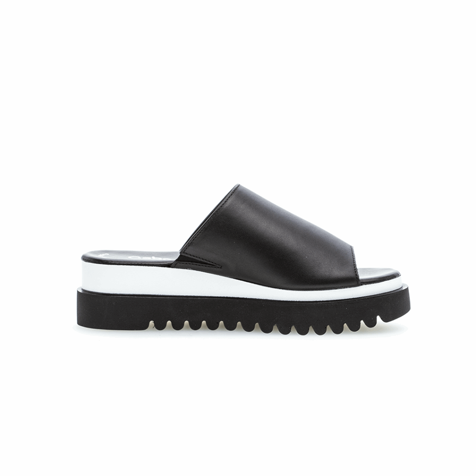Gabor Black Platform Slipon Sandal