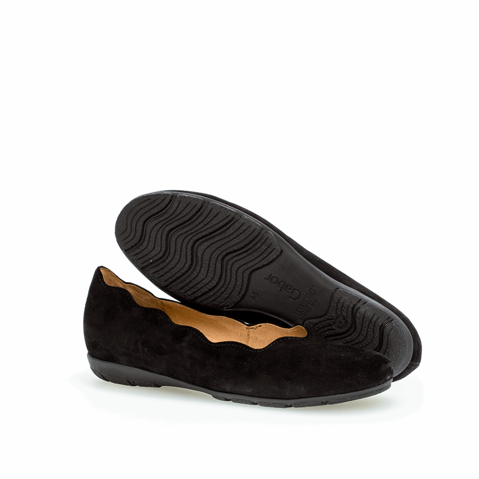 Gabor Black Scalloped Balletflat