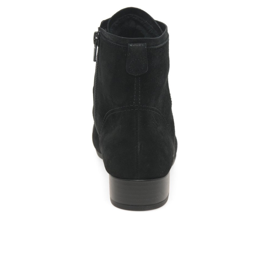 Gabor Black Suede Boat Womens Ankle Boots