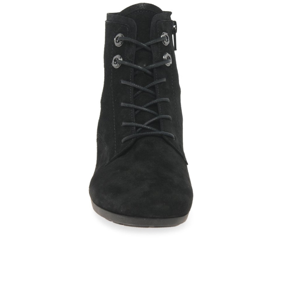 Gabor Black Suede Boat Womens Ankle Boots